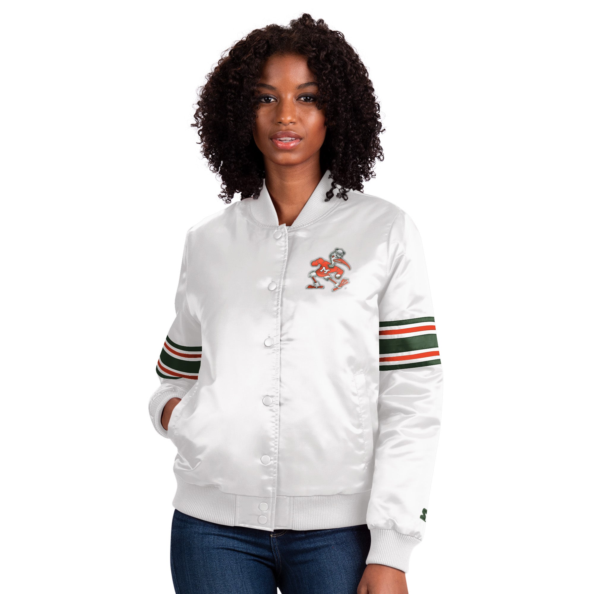Women\'s Satin Hurricanes - Jacket Miami Starter White