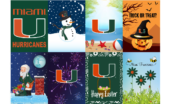 Miami Hurricanes 8 Pack Seasonal Garden Flag Set