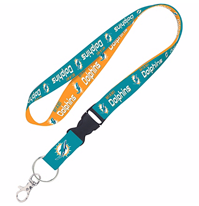 Miami Dolphins Lanyard KeyChain - Aqua/Orange