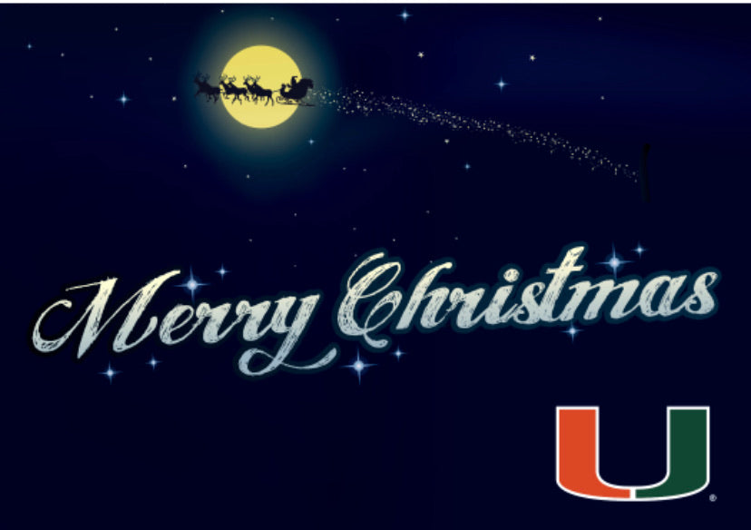 Miami Hurricanes Merry Christmas Greeting Card