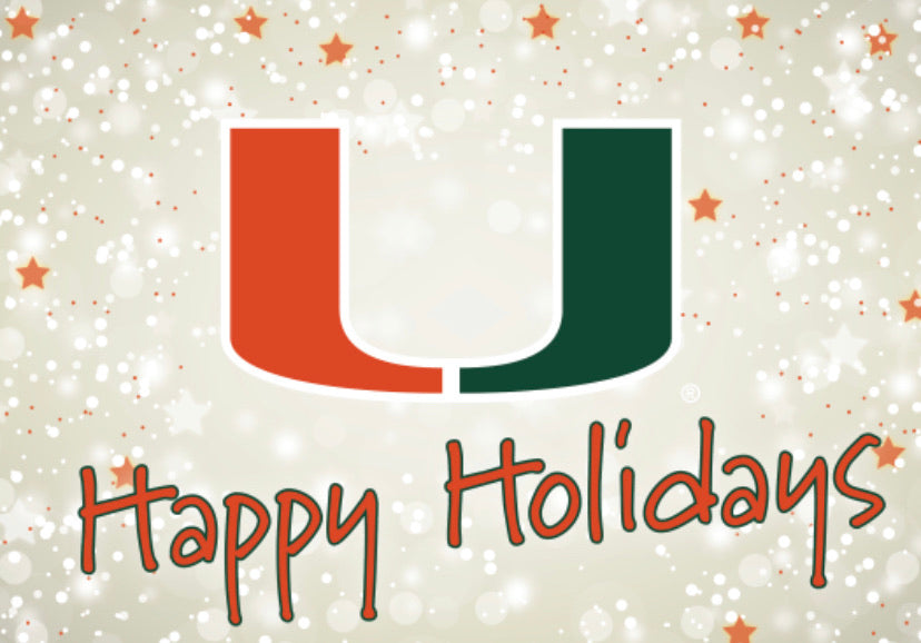 Miami Hurricanes Happy Holidays U Logo Greeting Card