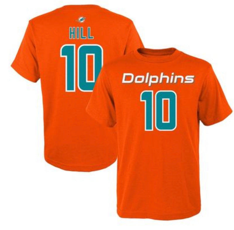 Outerstuff Youth Tyreek Hill Orange Miami Dolphins Mainliner Player Name & Number T-Shirt Size: Large