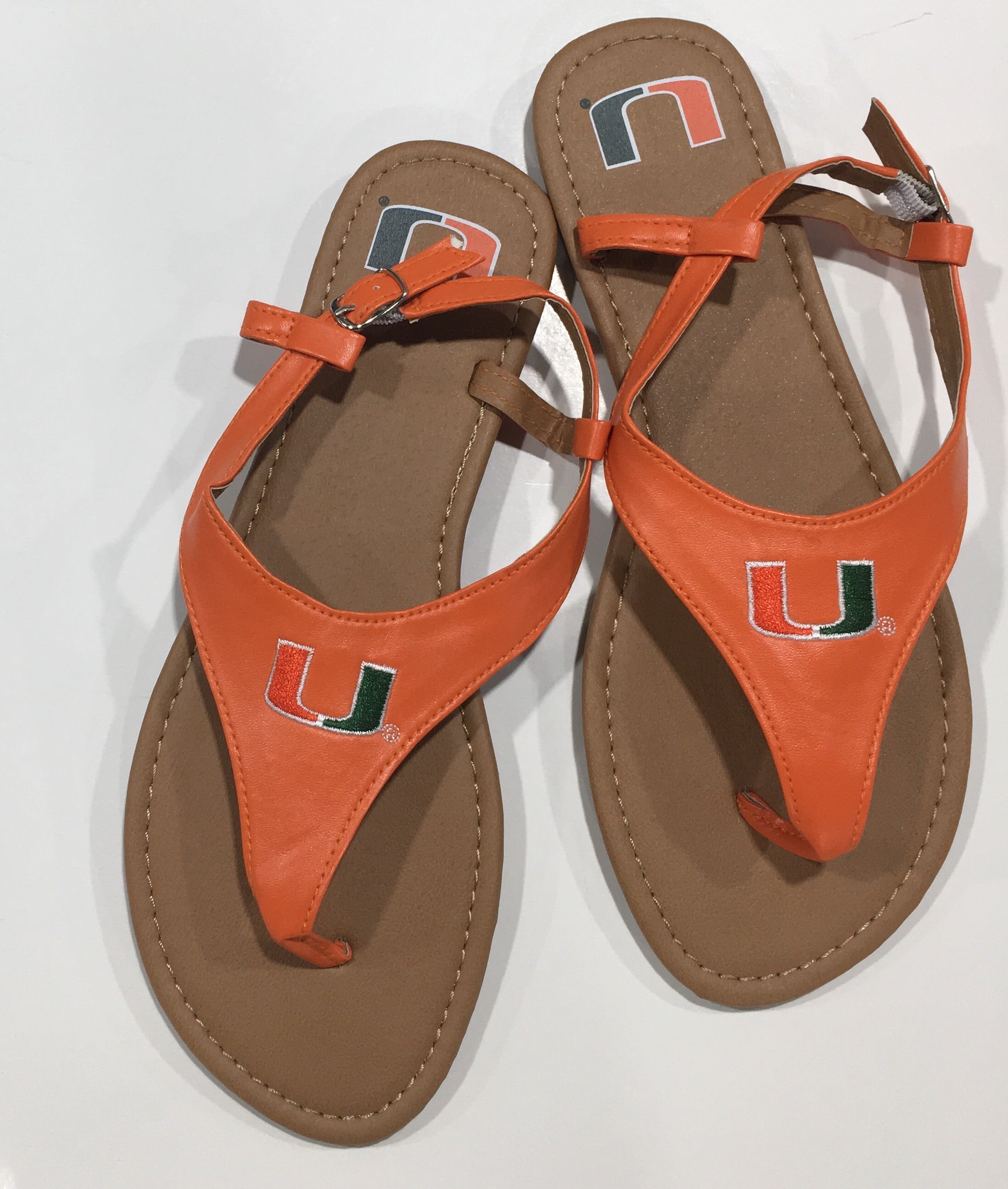 Miami Hurricanes Buckle Back Sandals- Orange